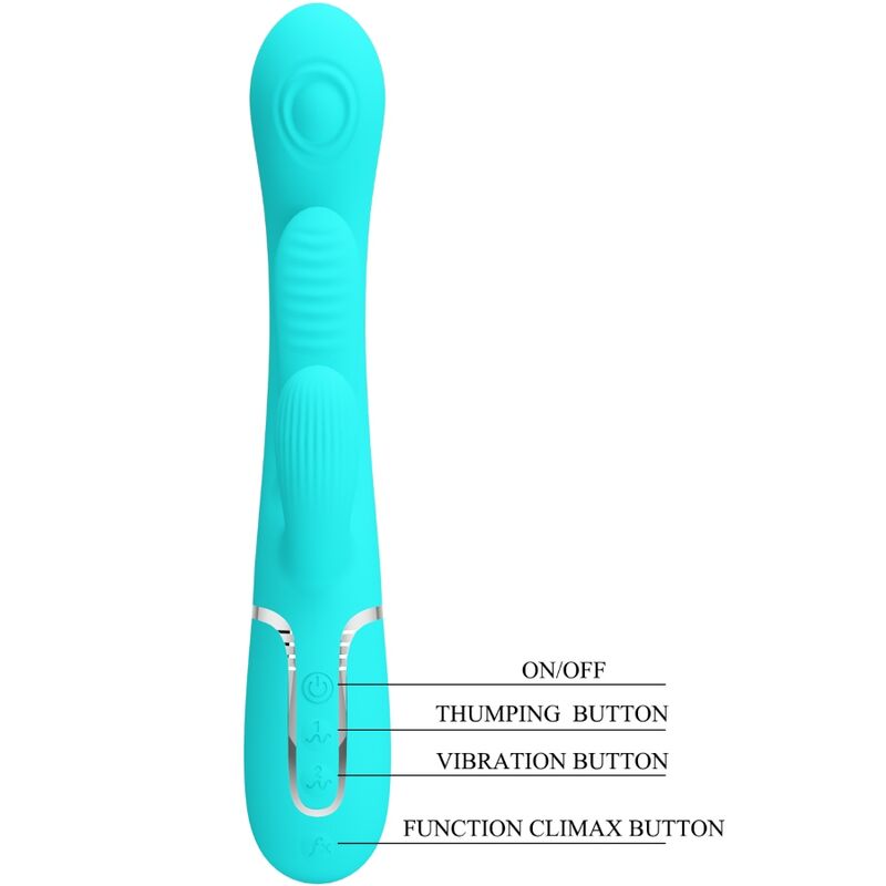 PRETTY LOVE - SHANIA TRIPLE RABBIT MULTIFUNCTION VIBRATOR 3 I 1 BLÅ