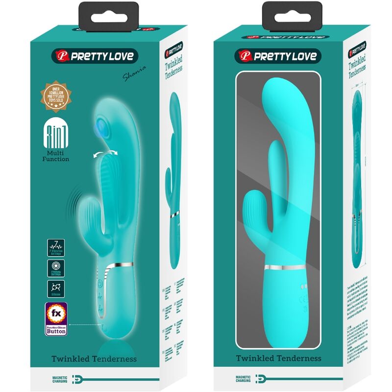 PRETTY LOVE - SHANIA TRIPLE RABBIT MULTIFUNCTION VIBRATOR 3 I 1 BLÅ