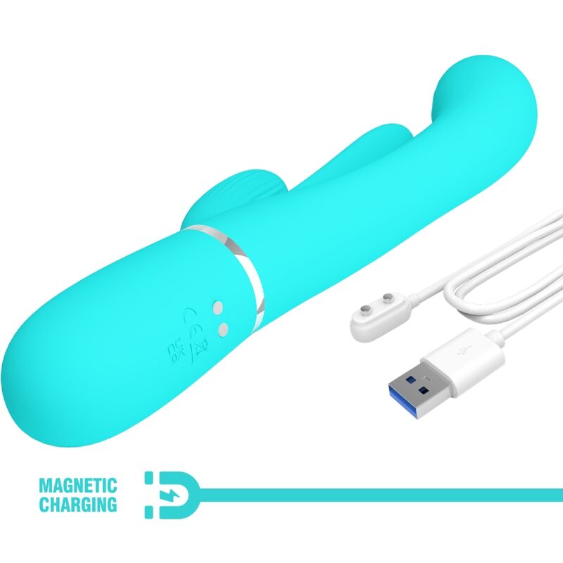 PRETTY LOVE - SHANIA TRIPLE RABBIT MULTIFUNCTION VIBRATOR 3 I 1 BLÅ