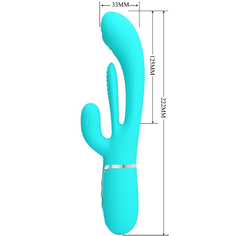 PRETTY LOVE - SHANIA TRIPLE RABBIT MULTIFUNCTION VIBRATOR 3 I 1 BLÅ