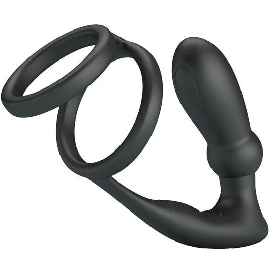 PRETTY LOVE EMONI penisring och analplugg med 12 vibrationer