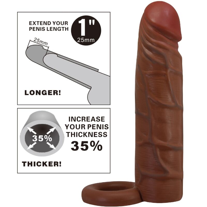 PRETTY LOVE - KAILE PENIS SLEEVE MED 2,5 CM FÖRLÄNGNING MULATTO
