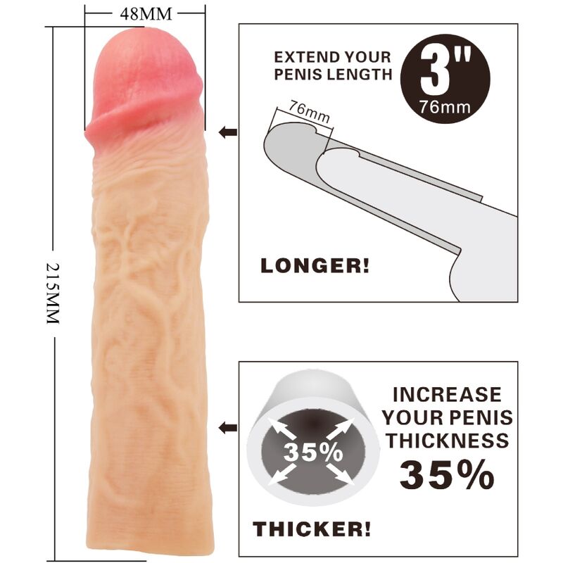 PRETTY LOVE Derek penis sleeve med 7,6 cm förlängning