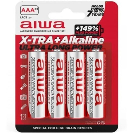 AIWA X-TRA ALKALINE AAA-batterier LR03 Blister 4-pack