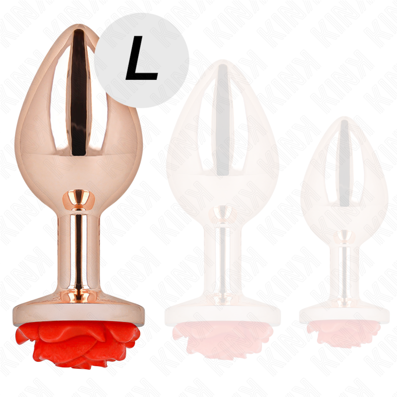 KINK - Rosa Guld Analplugg med Röd Ros L