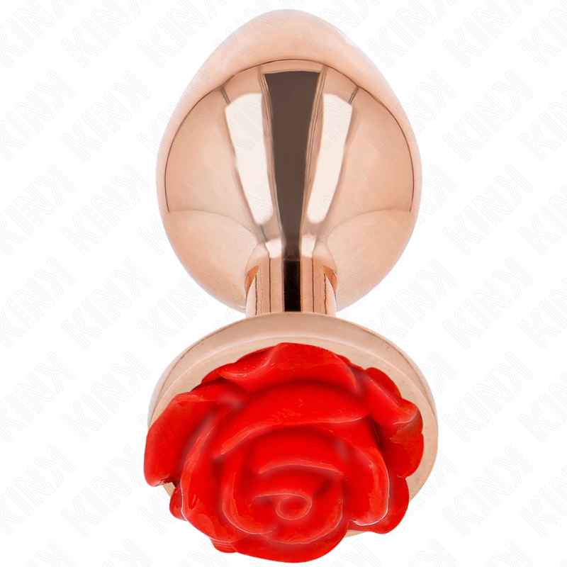 KINK - Rosa Guld Analplugg med Röd Ros L