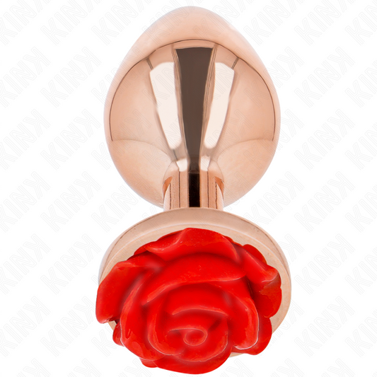 KINK - Rosa Guld Analplugg med Röd Ros L