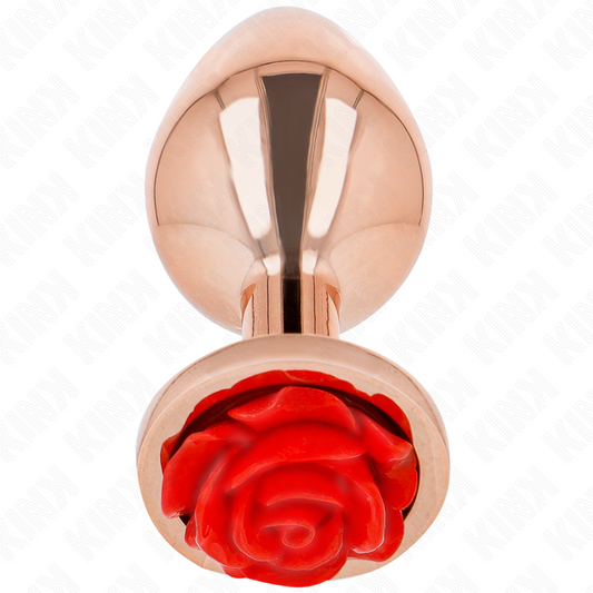 KINK - Rosa Guld Analplugg med Röd Ros S