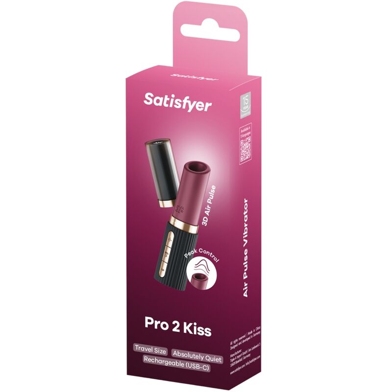 Satisfyer Pro 2 Kiss Wave klitorisstimulator i garnet och svart