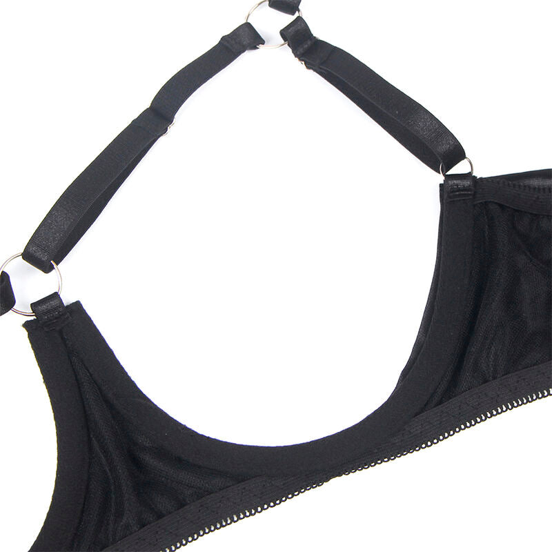 SUBBLIME BH-set med justerbar svart rosett S/M