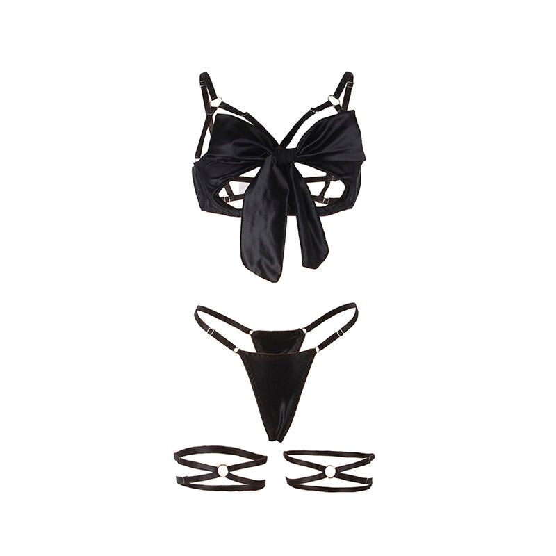 SUBBLIME BH-set med justerbar svart rosett L/XL
