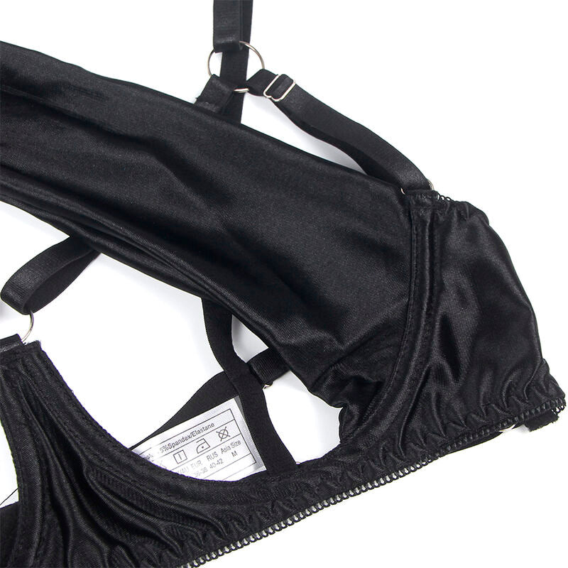 SUBBLIME BH-set med justerbar svart rosett L/XL