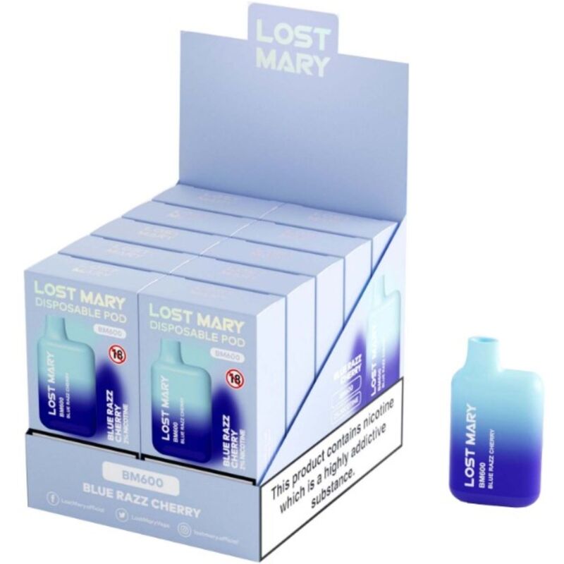 Lost Mary BM600 Nicotine Vaper 2% Blue Razz Cherry