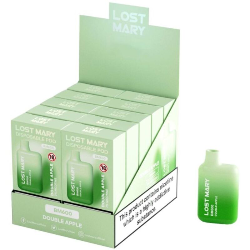 LOST MARY BM600 Nikotin Vaper 2% Engångs Äpple