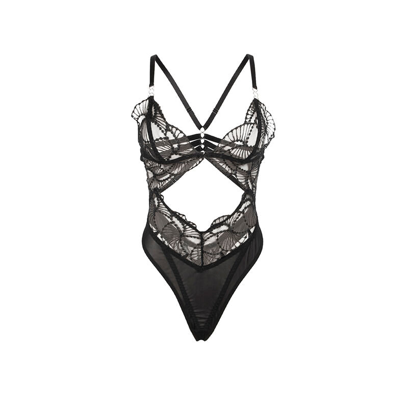 Transparent bodysuit med svart spets från SUBBLIME