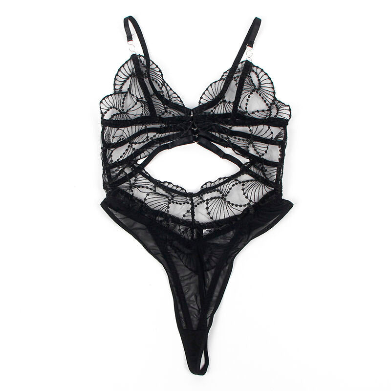 Transparent bodysuit med hålspets i svart från SUBBLIME