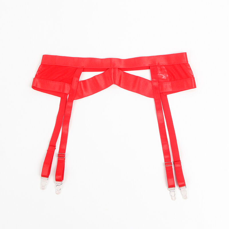 SUBBLIME Röd Bondage BH med Strumpbyxor L/XL