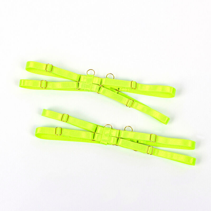 SUBBLIME sexigt BH-set fluorescerande grön med halsband och bendetaljer