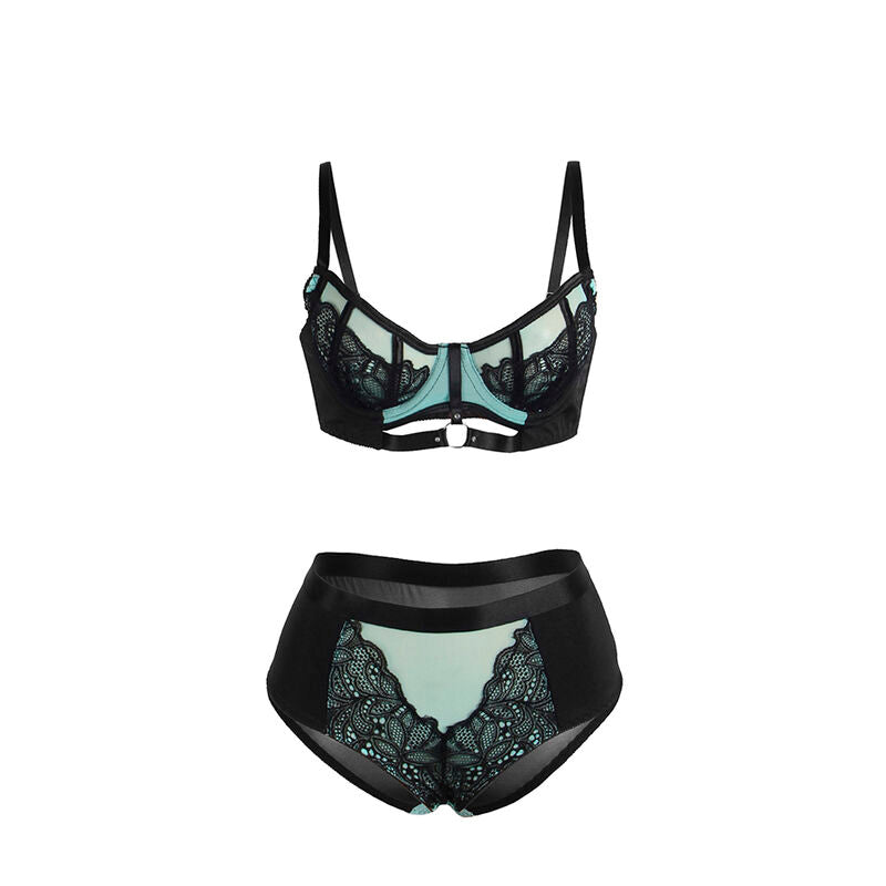 SUBBLIME Grön Lackläder Mesh Zipper Bh-set S/M