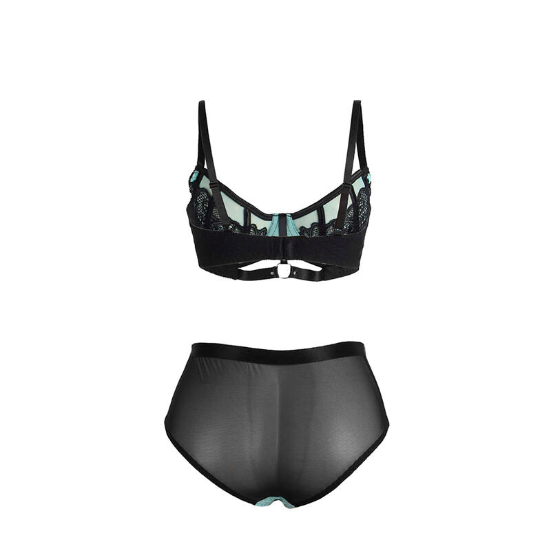 SUBBLIME Grön Lackläder Mesh Zipper Bh-set S/M