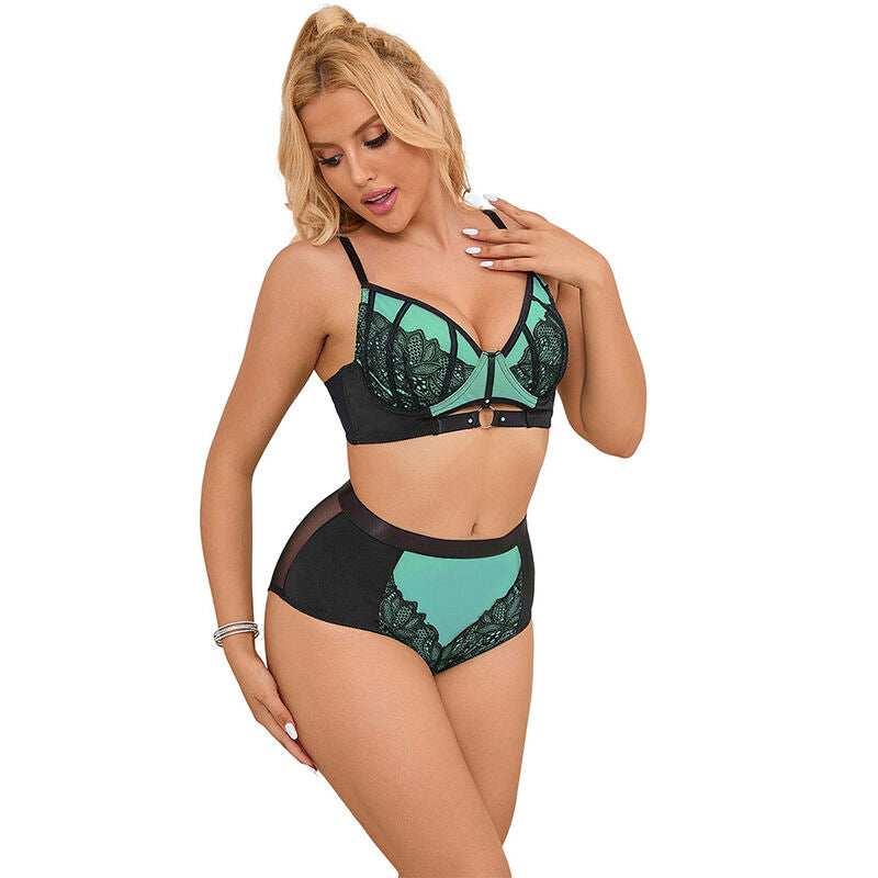 SUBBLIME Grön Lackläder Mesh Zipper Bh Set L/XL