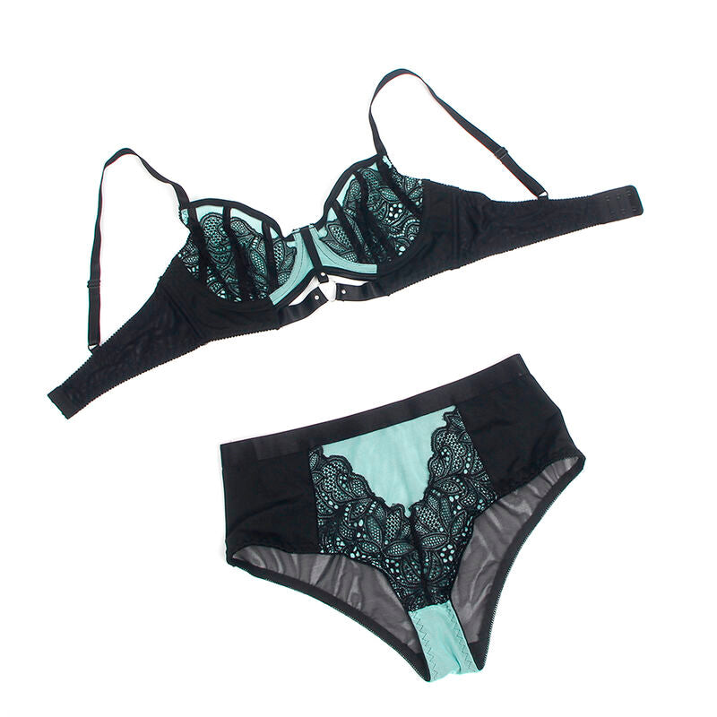 SUBBLIME Grön Lackläder Mesh Zipper Bh-set S/M