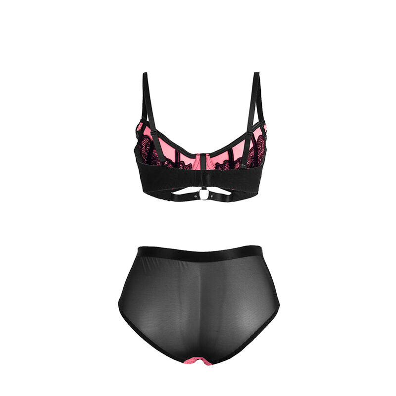Pink Patent Läder Mesh BH Set från SUBBLIME i storlek L/XL