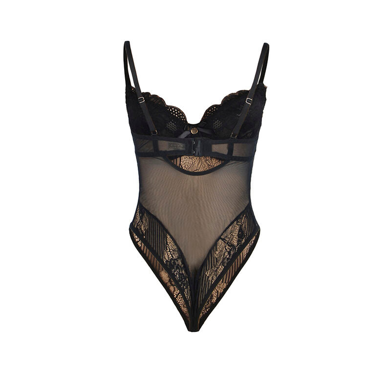 SUBBLIME - 955618 Spetsbodysuit med bottenknäppning svart S/M