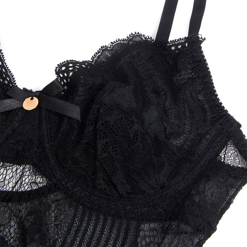 SUBBLIME - 955618 Spetsbodysuit med bottenknäppning svart S/M