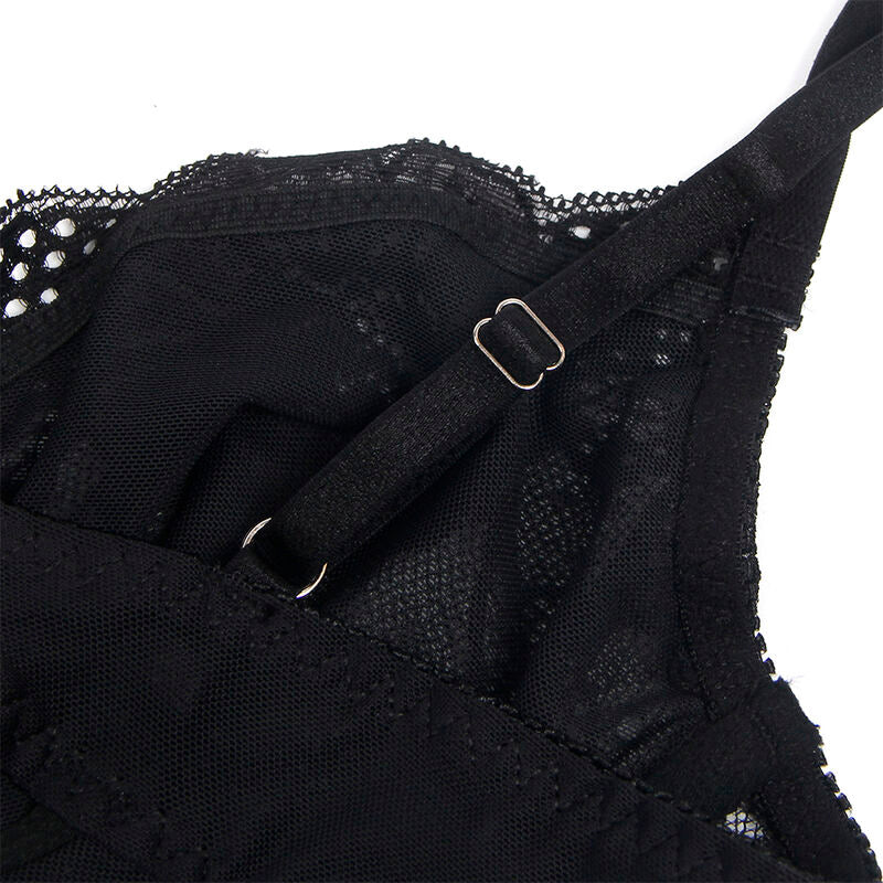 SUBBLIME - 955618 Spetsbodysuit med bottenknäppning svart S/M