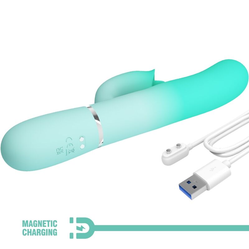 Pretty Love GIGI multifunktionell kaninvibrator i aqua grön