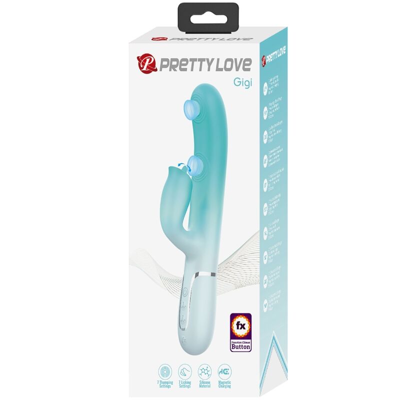 Pretty Love GIGI multifunktionell kaninvibrator i aqua grön