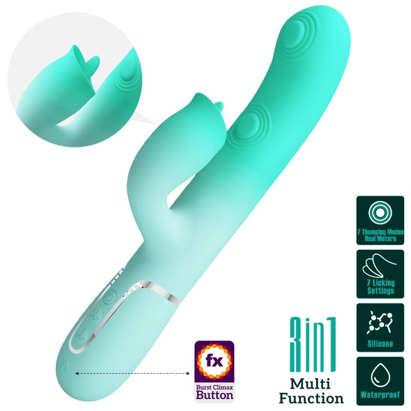 Pretty Love GIGI multifunktionell kaninvibrator i aqua grön