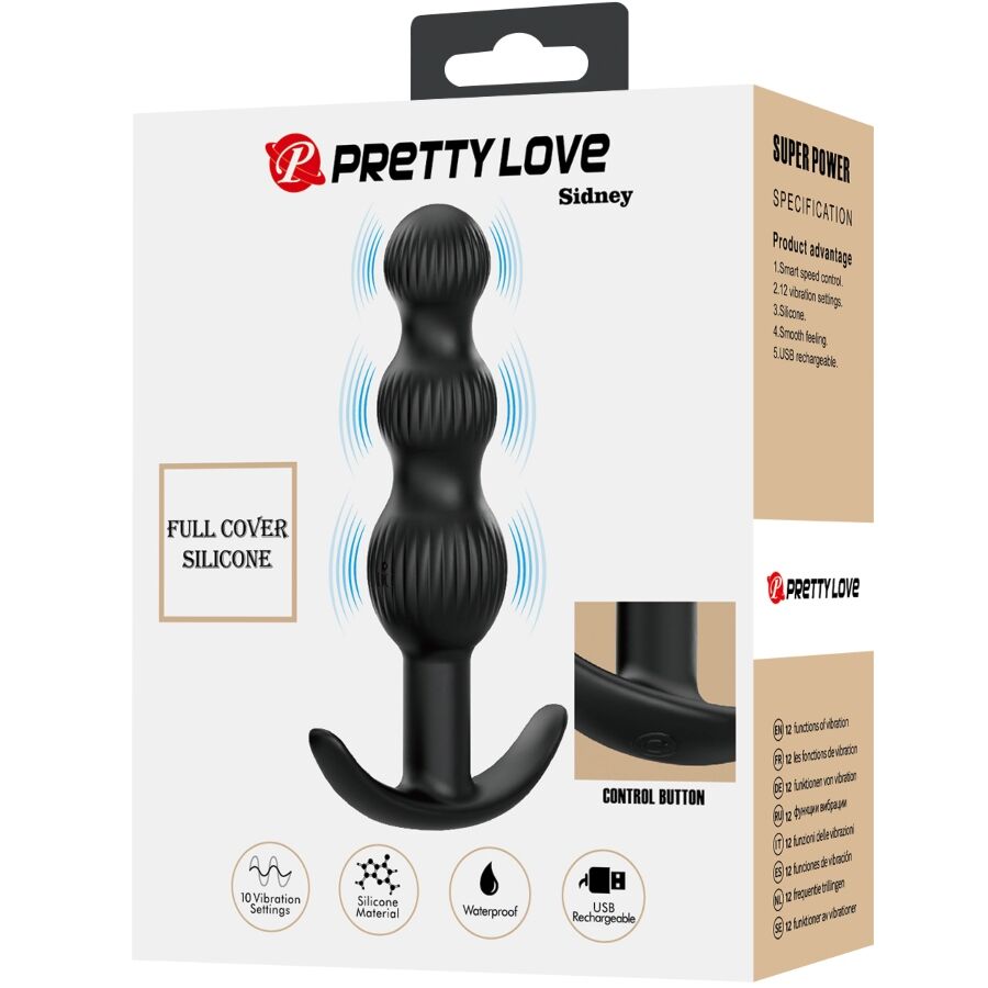 PRETTY LOVE Sidney anal vibrator i svart med 10 vibrationslägen