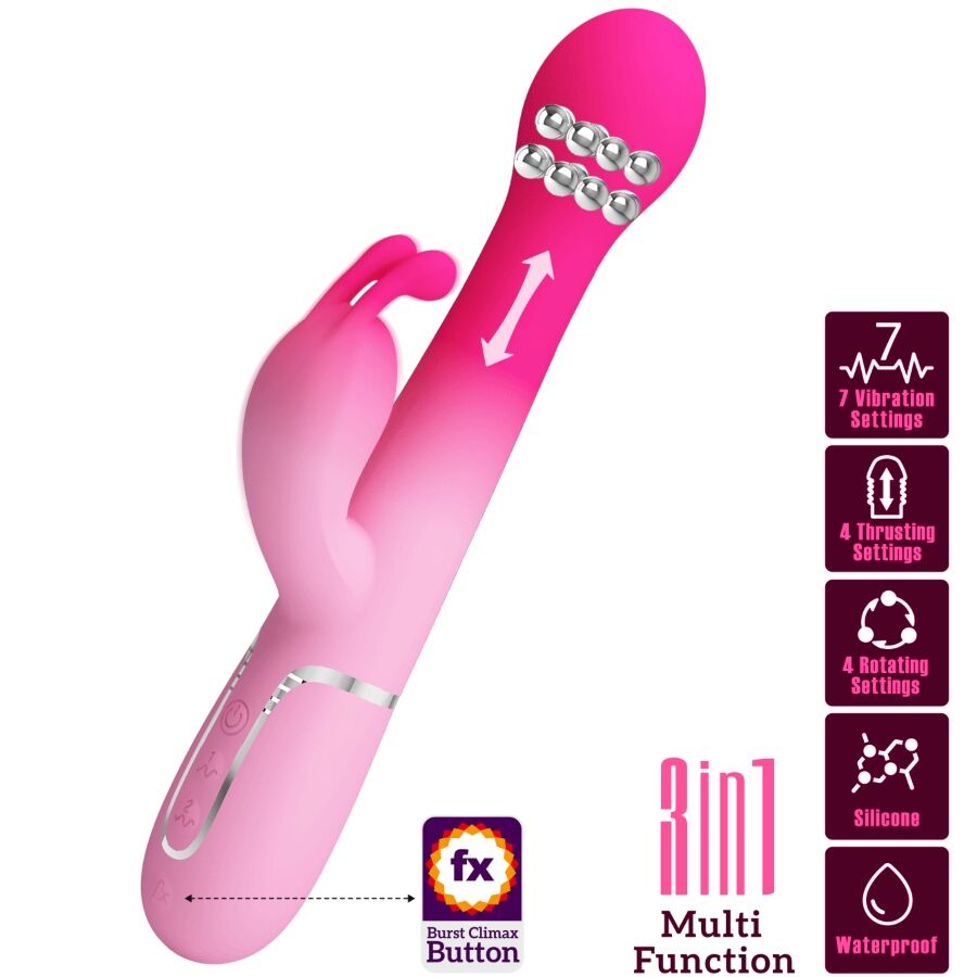 Pretty Love Dejon 3 i 1 multifunktions rabbit vibrator rosa
