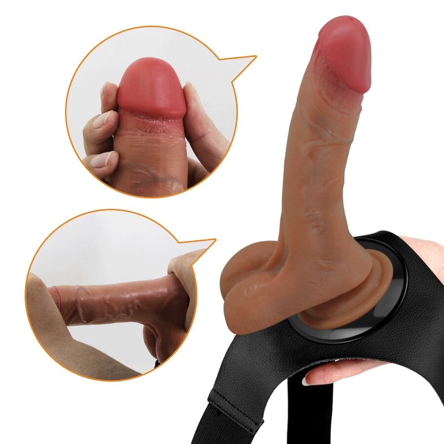 PRETTY LOVE universell sele med vibrerande och sprutande dildo 15,5 cm