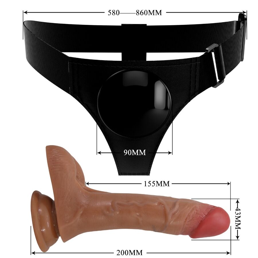 PRETTY LOVE universell sele med vibrerande och sprutande dildo 15,5 cm