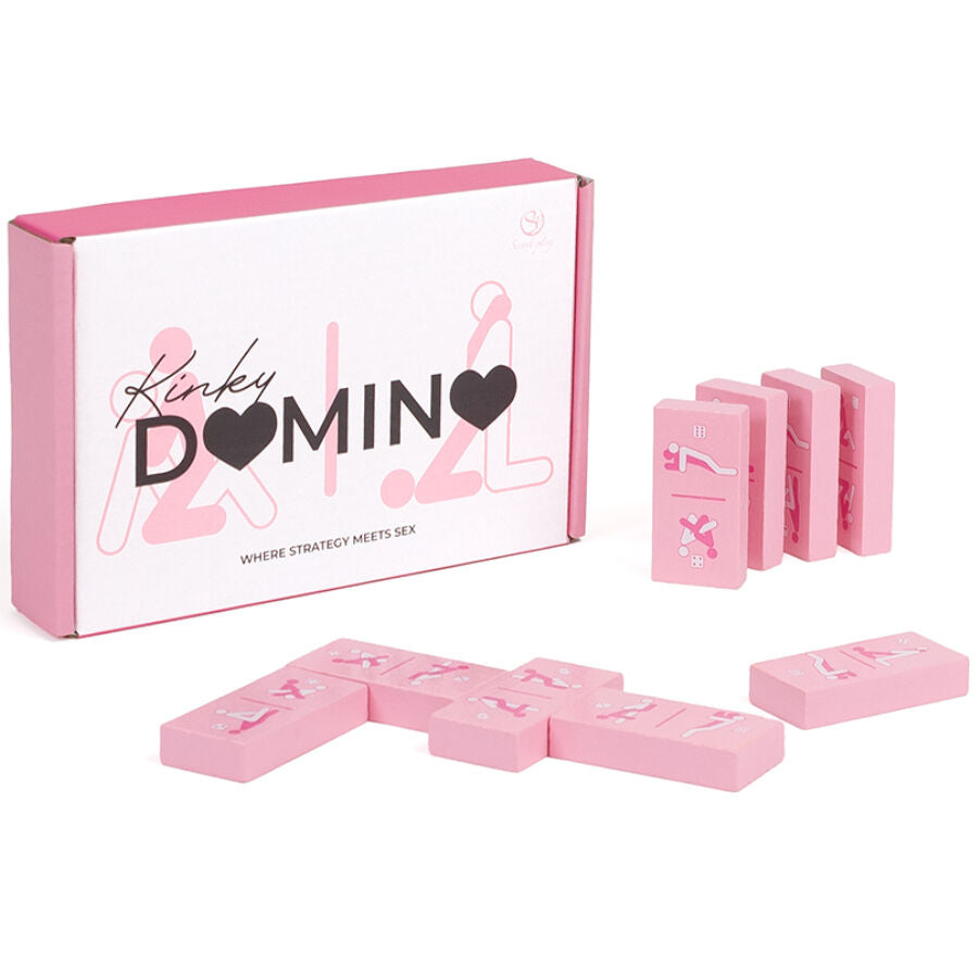 Kinky Domino träspel med 28 bitar och illustrationer