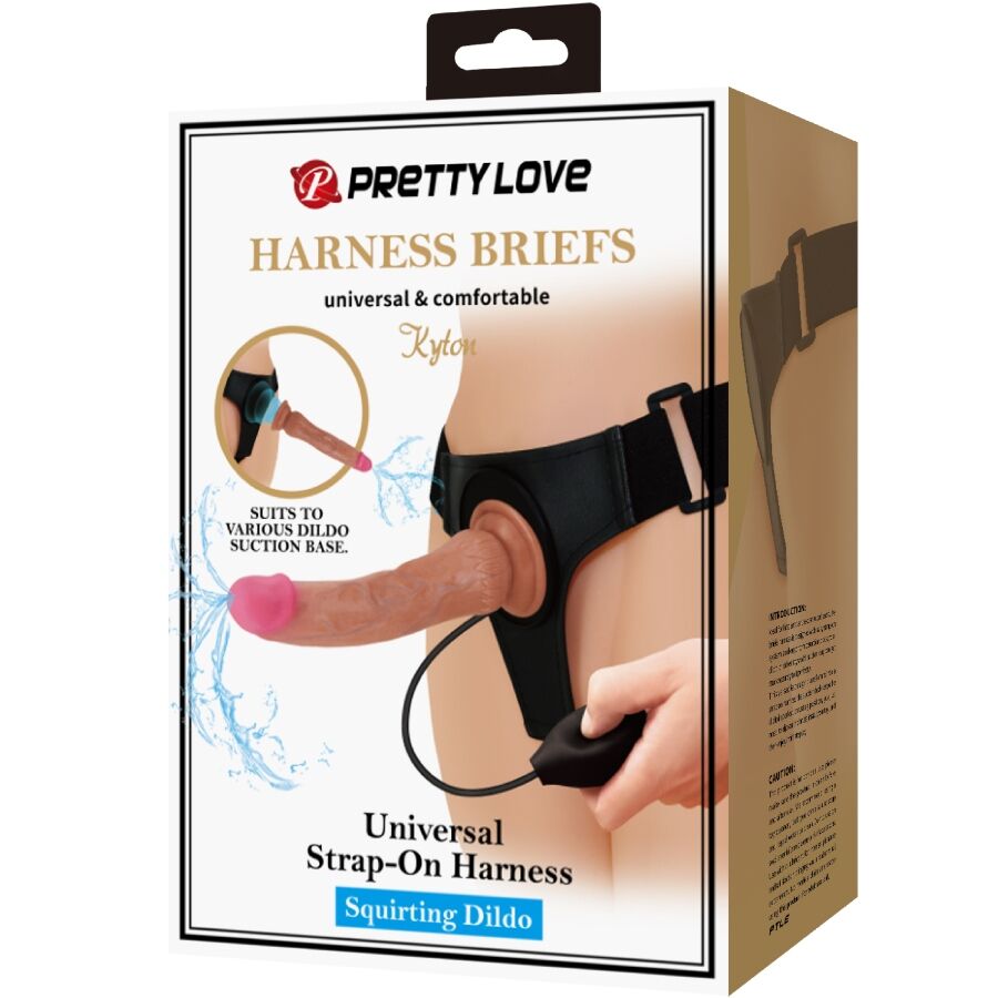 PRETTY LOVE Kyton Universal Harness Briefs med Squirting Dildo 19 cm