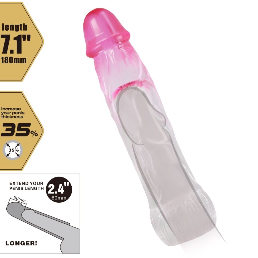 PRETTY LOVE NERON realistisk förlängning för penis i rosa