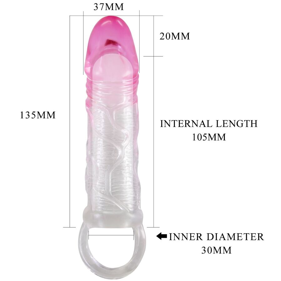 PRETTY LOVE ODES realistisk 2 cm förstoringhylsa för penis rosa