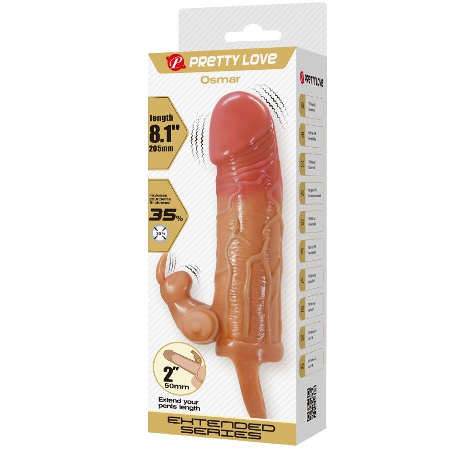 PRETTY LOVE OSMAR penis sleeve med klitorisstimulator