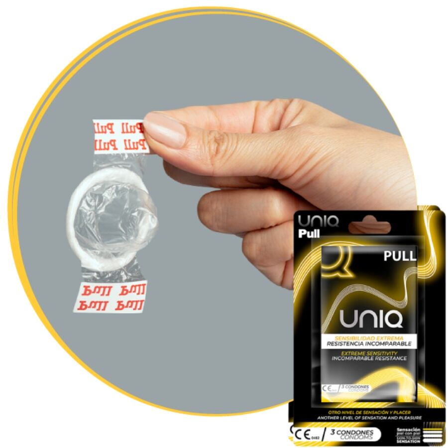 UNIQ - PULL LATEXFRIA KONDOMER MED STRIPS 3 ENHETER