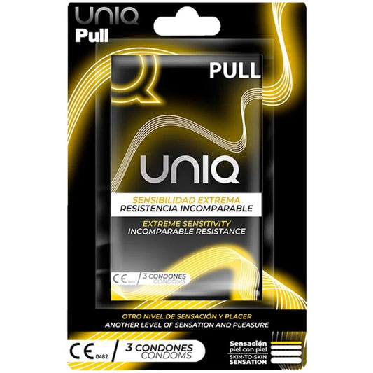 Uniq Pull latexfria kondomer med strips, 3 enheter