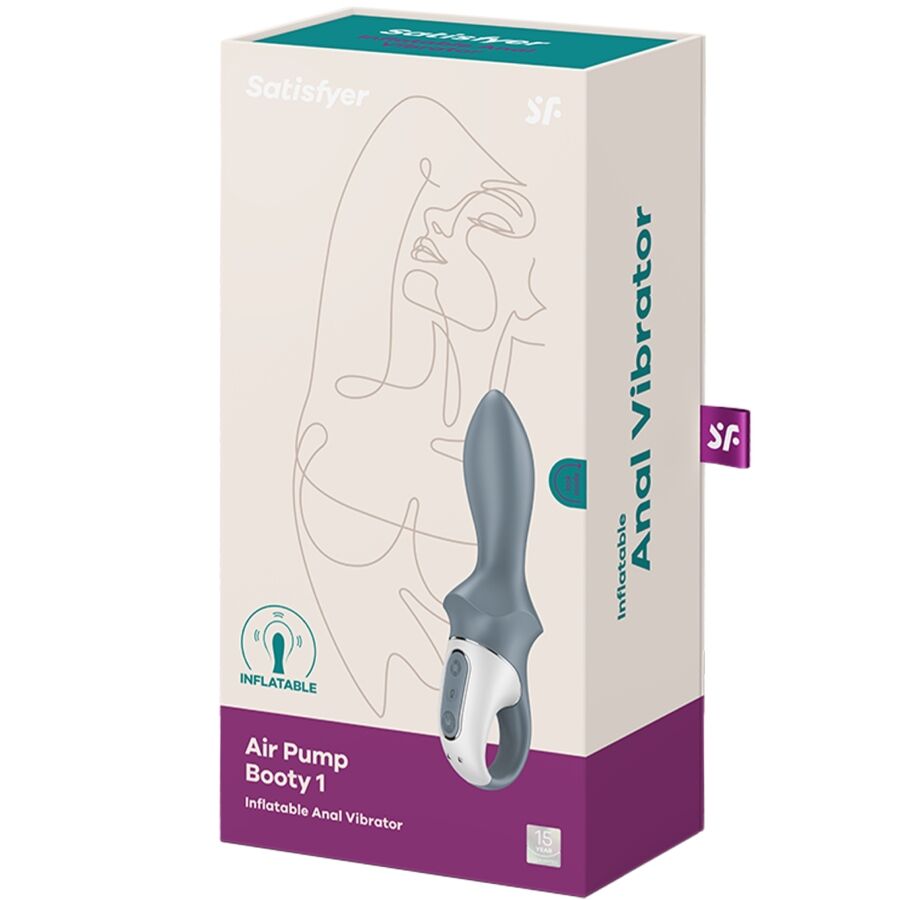 SATISFYER - AIR PUMP BOOTY 1 ANAL INFLATABLE VIBRATOR GRÅ