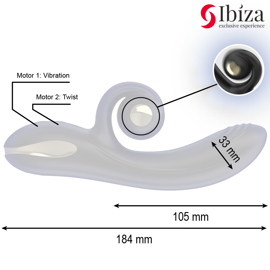 IBIZA Twister Vibrator med kurvstimulator och vibro-rotation