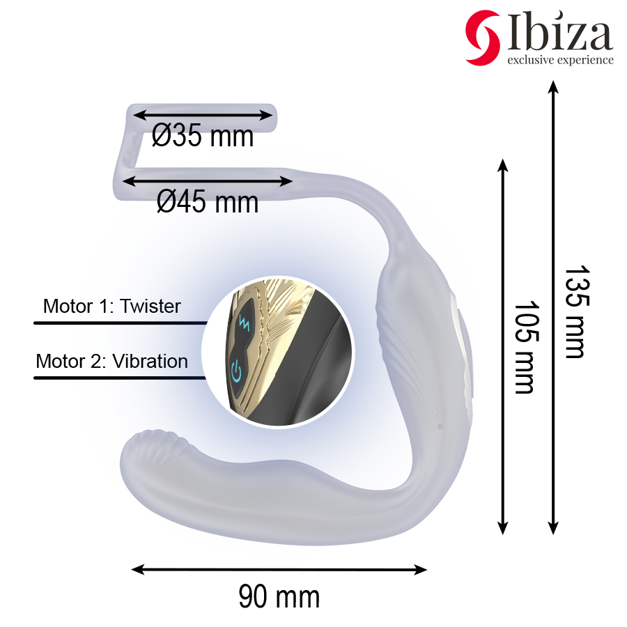 IBIZA Wiggle fjärrstyrd rotationsanalplugg med vibration