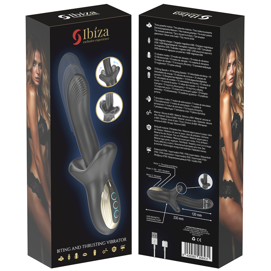 IBIZA kraftfull vibrator med thrusting och biting-effekt