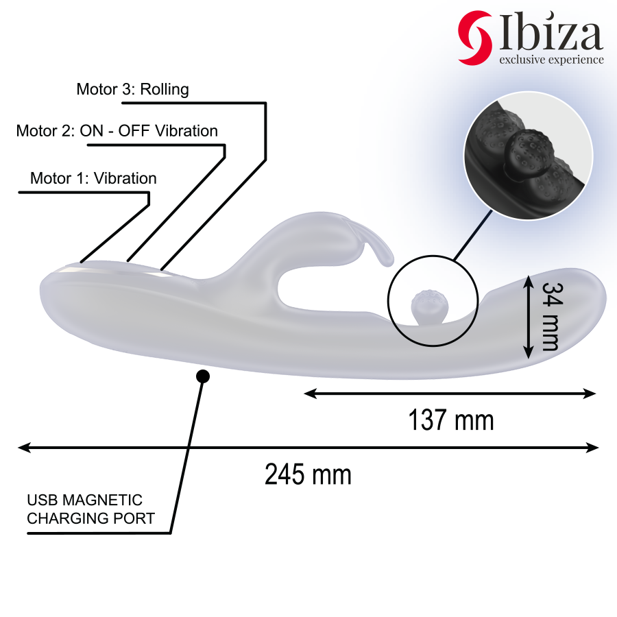 IBIZA - Kraftfull Rabbit Vibrator med Masserande Rullkulor