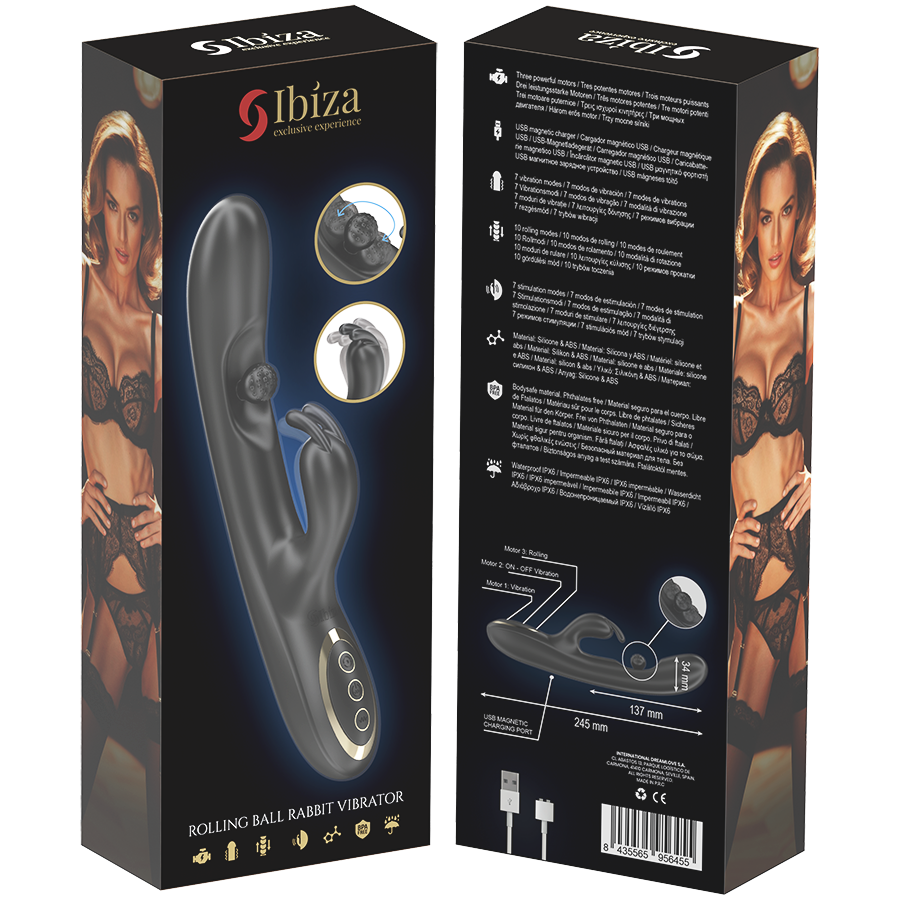 IBIZA - Kraftfull Rabbit Vibrator med Masserande Rullkulor